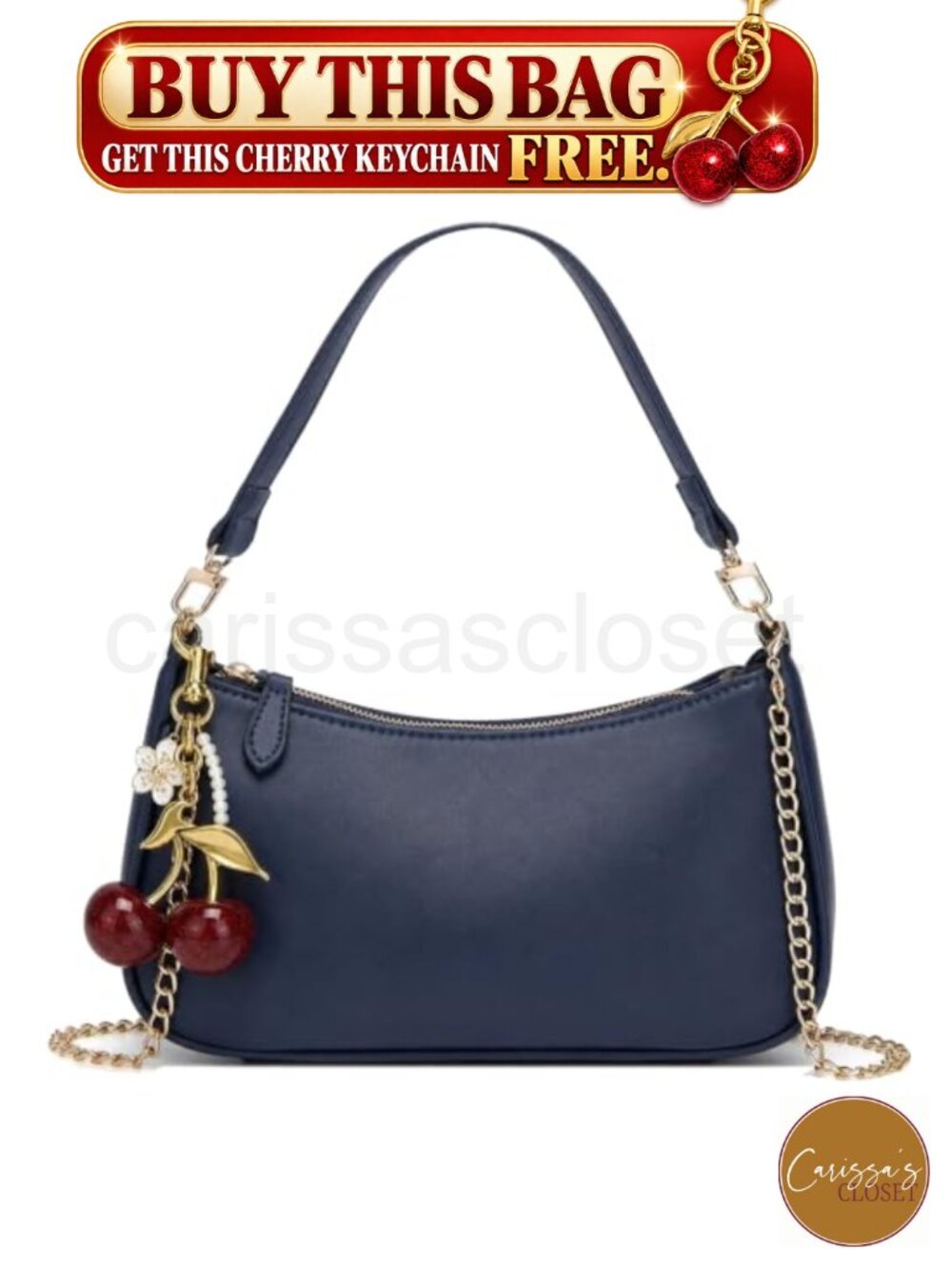 ✨ Women's Hobo Shoulder Bag PU Leather Removable Straps Cherry Charm